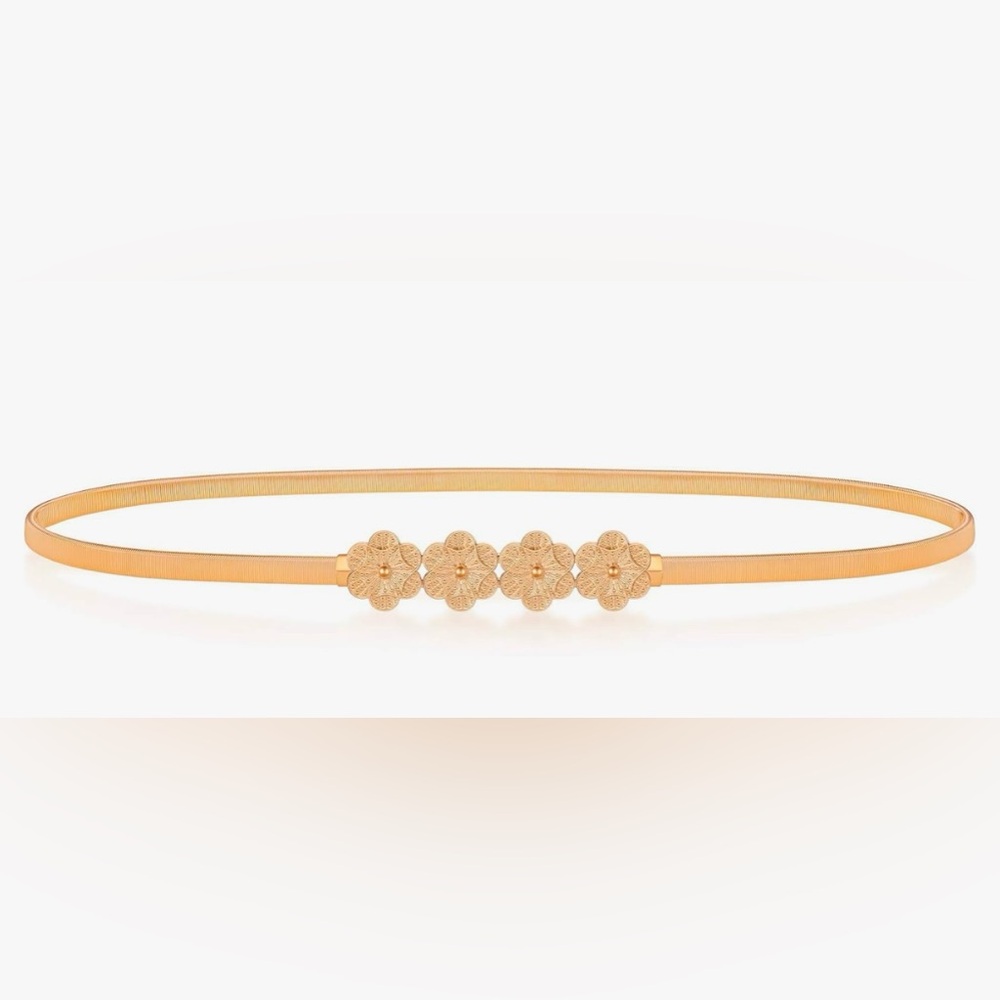 Floral metal elastic waist belt